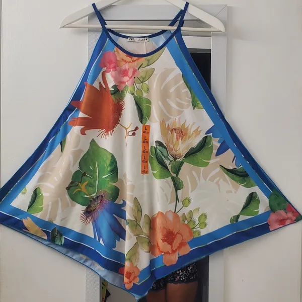 Zara Floral Scarf Tops. NWT. LARGE. - Image 3