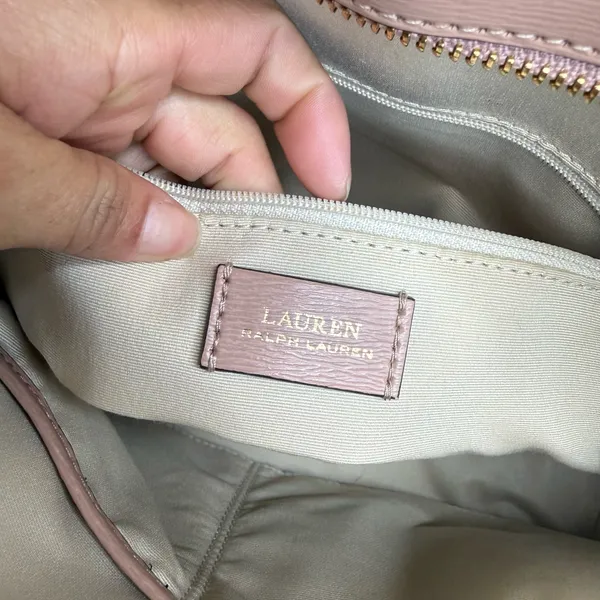 Lauren Ralph Lauren Pale Blush Leather Tote with Gold Hardware - Image 11