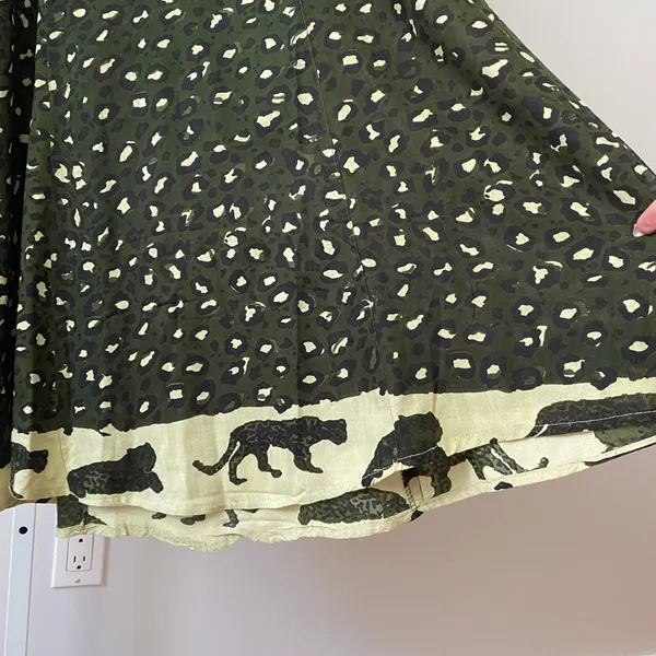Mamta Rayon Boho Relaxed Lagenlook Animal Print Midi Dress One Size Green - Image 4