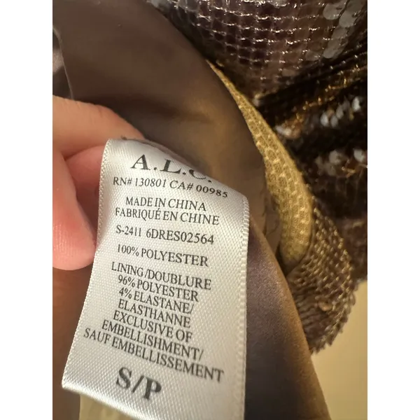 A.L.C. Brown Sequin Adjustable Strap Square Neck Sleeveless Dani Mini Dress sz S - Image 16