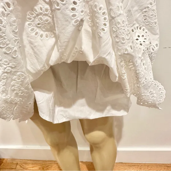 New Steve Madden Eyelet Ruffle Dress Sz L White Elastic Waist Cotton NWT - Image 7