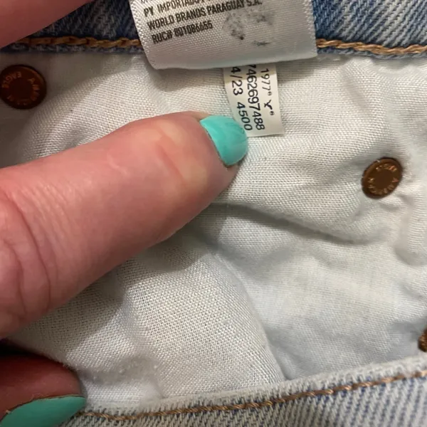 American Eagle Highest Rise Baggy Straight‎ Jeans Light Wash Blue Womens 000 Reg - Image 9