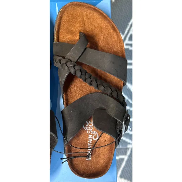 Mountain Sole Womens Leather Footbed Sandals Black size 7 - Image 10