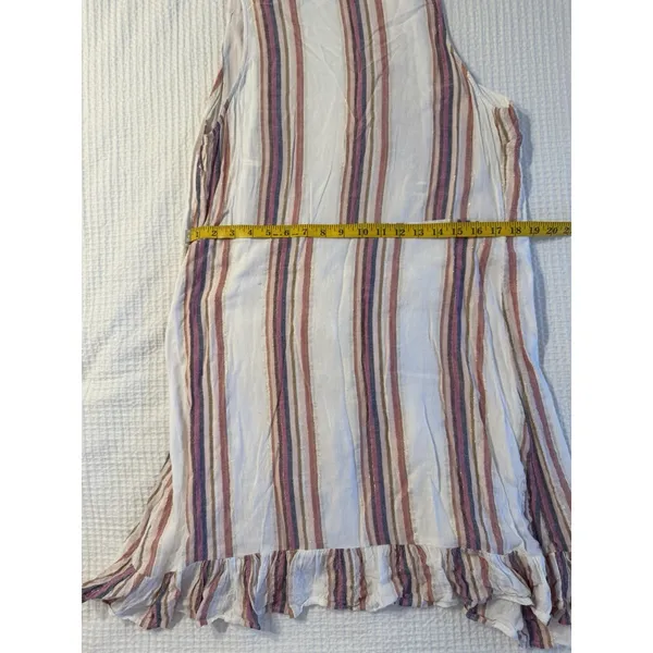 Rails Madison Ruffle Tie Wrap Mini Dress Jewel Stripe Metallic Size Large - Image 6