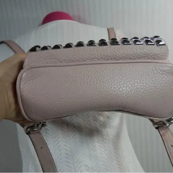 Michael Kors Abbey Studded Pink Pebble Leather Mini Backpack - Image 9