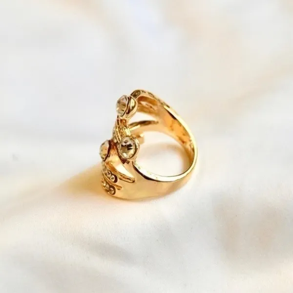 Layered Rhinestone Ring Gold - Image 3