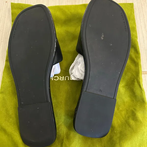 Tory Burch Black Double T Sport Slide Leather Sandals Size 7.5 - Image 6