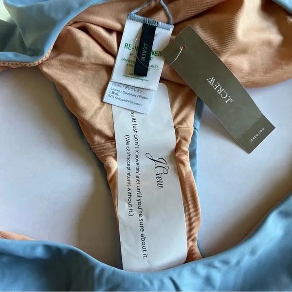 J Crew Curved Waist Cheeky Bikini Bottoms in Mist Blue Size L New - Image 8