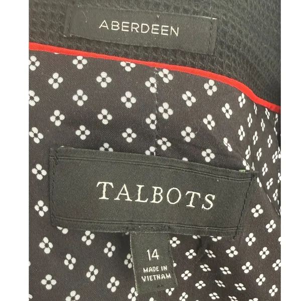 Talbots Women's Aberdeen Waffle Knit One Button Blazer Jacket Black Sz 14 Career - Image 3