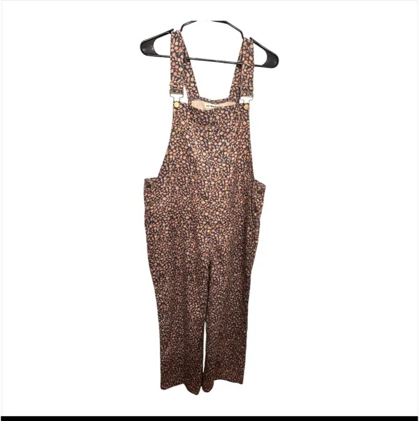 Sm Wardrobe Adjustable Strap Printed Wide-Leg Overalls in Rust Brown - Image 5