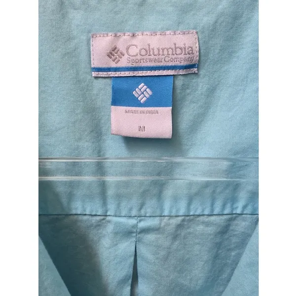 Columbia Blue Sleeveless Button Down Top Womens Medium Lightweight Fishing Shirt - Image 2