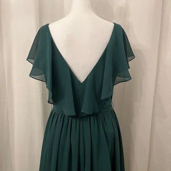 NWT JJ's House Chiffon Bridesmaid Dress Cascading Ruffles Sz 6 Dark Green 206476 - Image 9