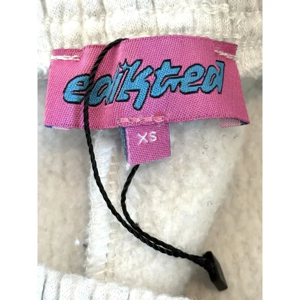 Edikted Women’s XS Gray Pink Logo Sweatpants Fleece Joggers Baggy Y2K Lounge - Image 5