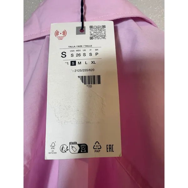 NWT ZARA Oversized Poplin Shirt Pink Size S - Image 7