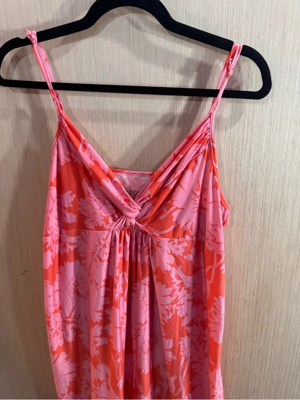 Gilligan & O'Malley Coral Orange and Pink Floral Chemise - Image 2