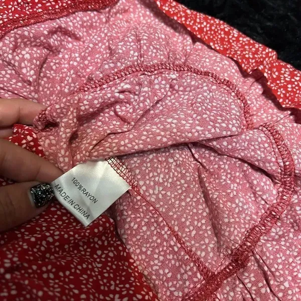 PRINCESS POLLY red floral print mini skirt size 0 women’s - Image 5