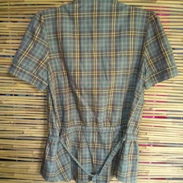 Lucky Brand M Brown Gold Plaid Top - Image 3