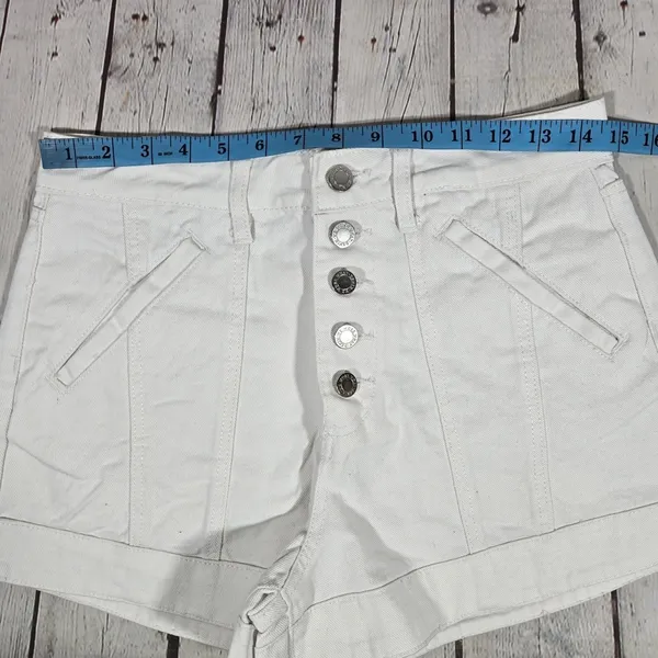 WeWoreWhat Seamed Short High Rise Twill‎ Denim White Button Fly WWDB99-1 Size 26 - Image 7