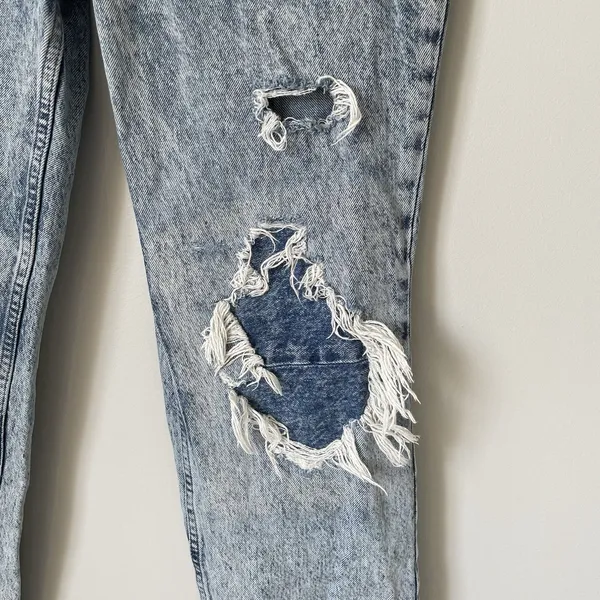 Free People We The Free Straight Leg Denim Jeans Blue Distressed Women's Size 28 - Image 6