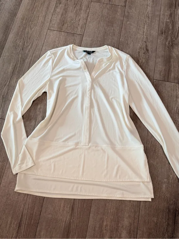 Lauren Ralph Lauren White Long-Sleeve Henley Top - Image 5