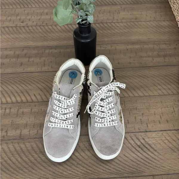 Steve Madden Women's Snake Print Sneakers - Gray and Cream - Image 3