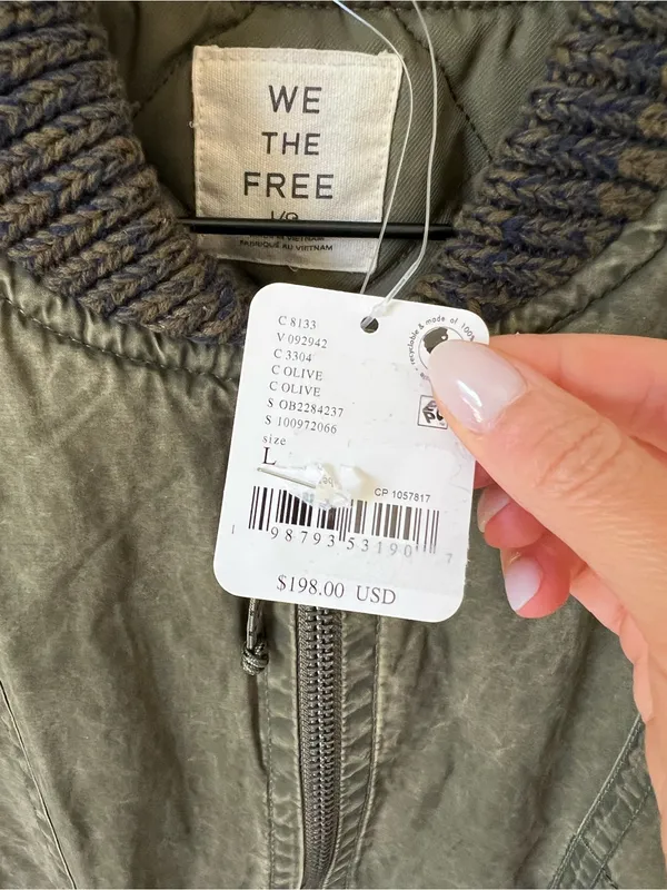 Free People We The Free Jax Washed Bomber in Olive Green NWT - Image 8