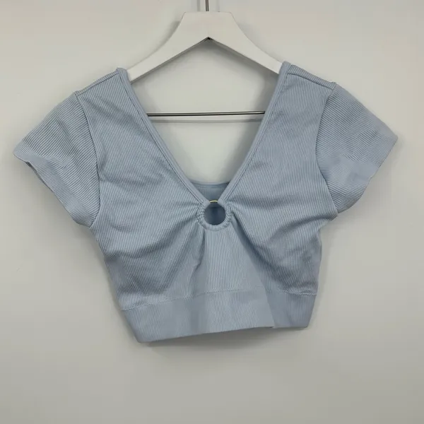 Aerie Seamless Crop Top Size XL Blue Gym Workout - Image 2
