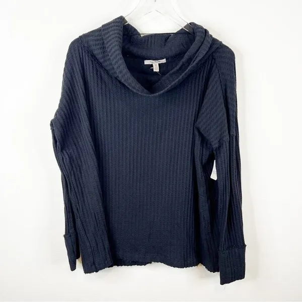 NWT Free People Juicy Cowl Neck‎ Thermal Top Women's Size XS Black Boho - Image 3