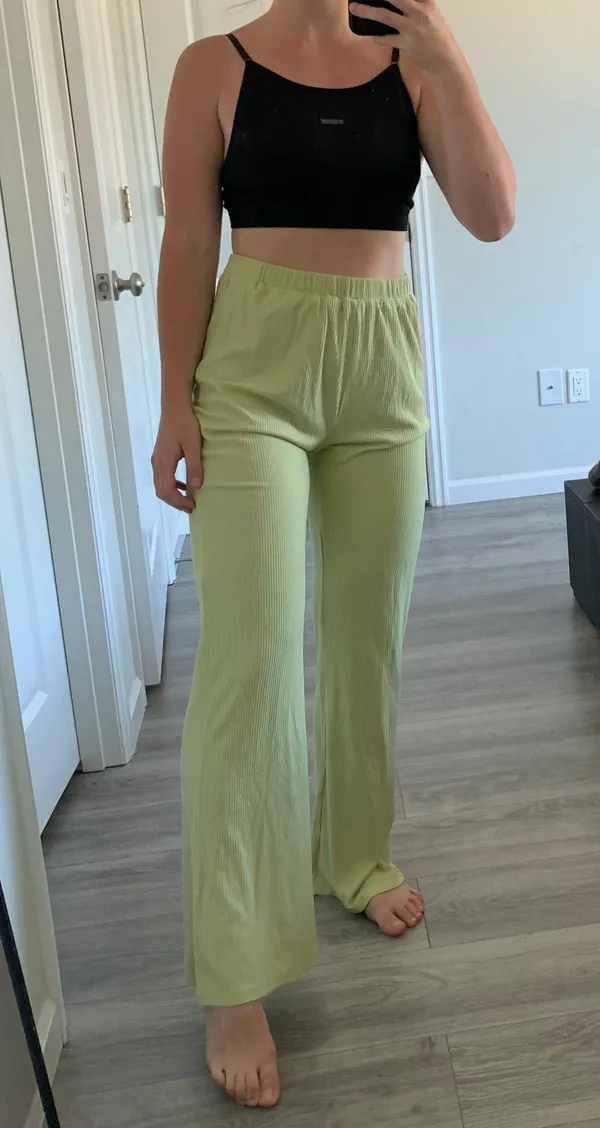 Lounge Lulu’s Light Green Ribbed Wide-Leg Pants - Image 7