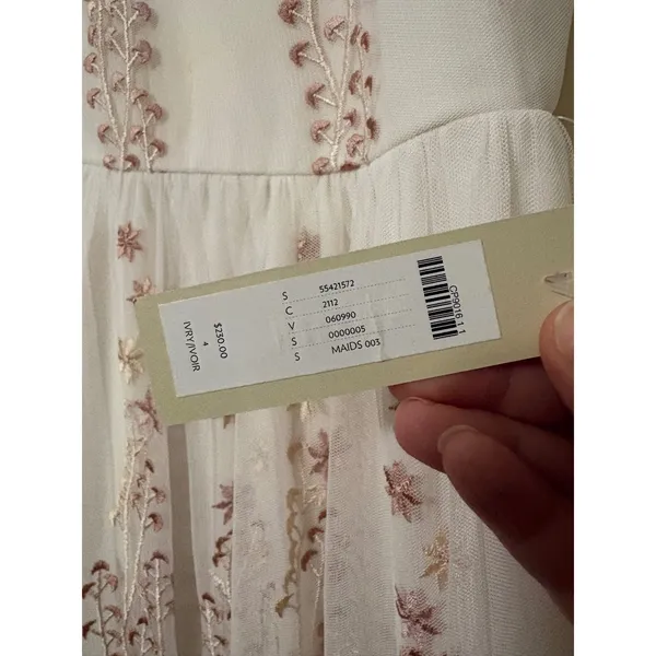 BHLDN Ivory Floral Embroidered Tulle‎ Midi Dress Sleeveless Size 4 New - Image 5