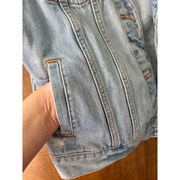 Abercrombie & Fitch Sz S Denim Light Wash Button Vest Real Pockets Streetwear - Image 7