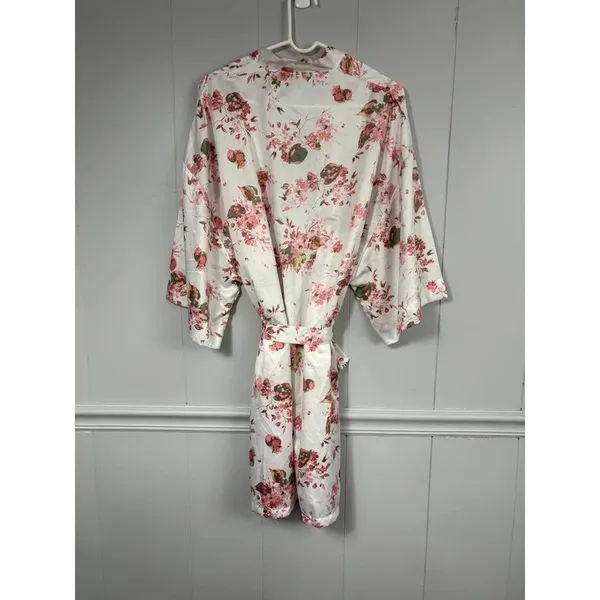 Icing Satin Floral Bridal Bar Belted Robe L/XL Sleepwear Loungewear Wedding - Image 3