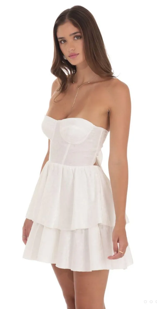 Lucy in the Sky Jacquard Corset Mini Dress in CREAM - Image 2