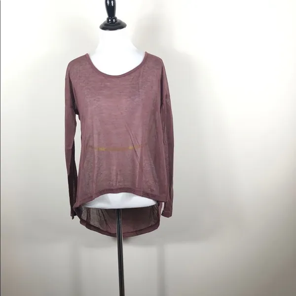 Long Sleeve Top Lace Up Back Cutout Purple - Image 2