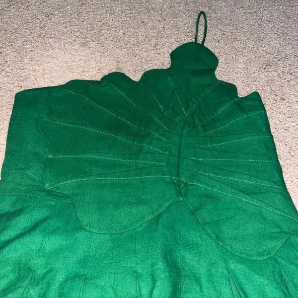 Farm Rio Lea Leaf Mini Dress One Shoulder Linen‎ Blend Green Small - Image 5