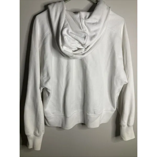 Abercrombie & Fitch Hoodie Womens Medium White Cropped Soft Zip Up Sweatshirt - Image 12