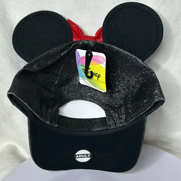 Disney Minnie Mouse Signature Glitter Cap 3D Ears and Bow Black Adult Size.NWT - Image 3