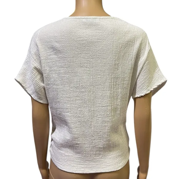 Zara White Gauze Twisted Front Dolman Short Sleeve Lightweight Top Womens Small - Image 5