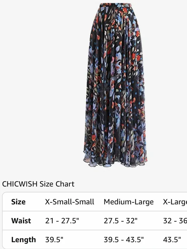 Chicwish Black Blooming Calla Lilly Floral Maxi Skirt with Blue and Red Accents - Image 3