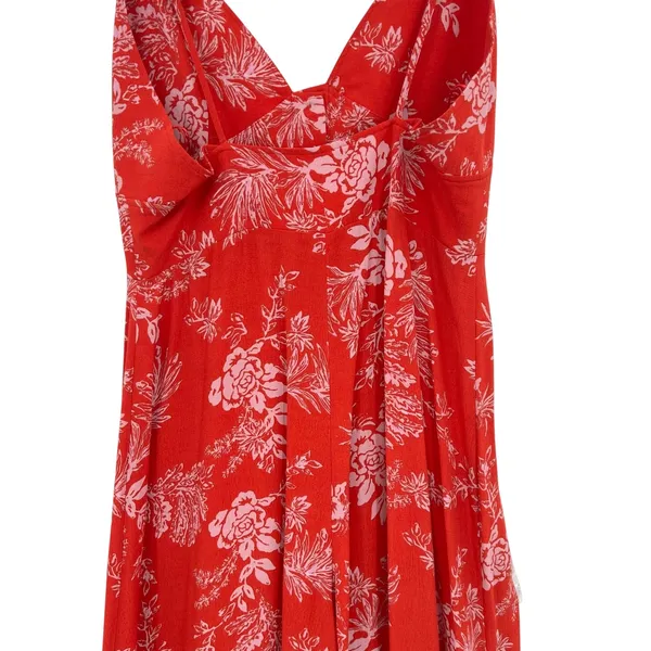 Free People Be The One Jumpsuit Floral‎ Print Button Wide Leg Red Size 4 - Image 10