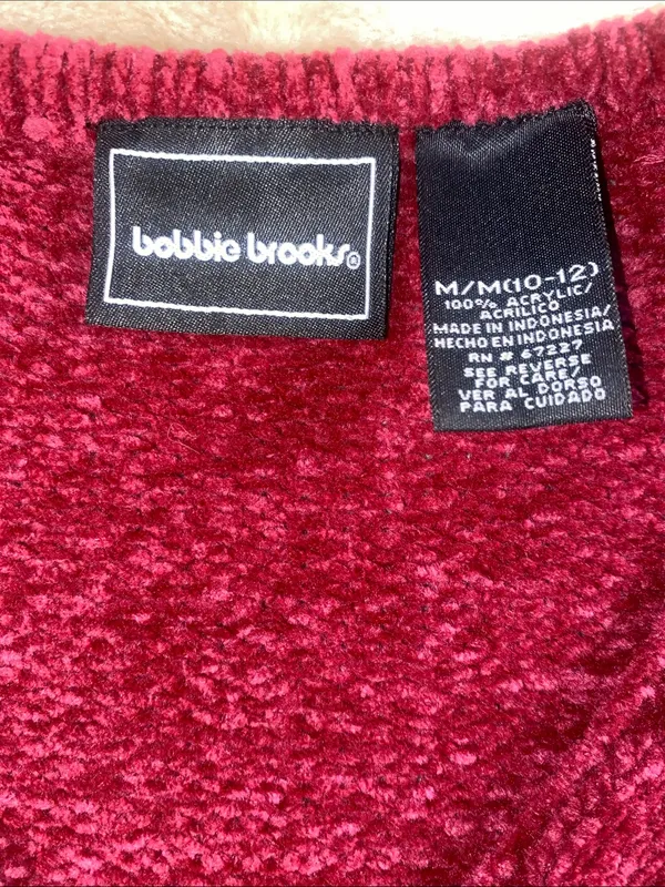 Vintage Bobbie Brooks V-Neck Cable Sweater - Wine Red - Image 2