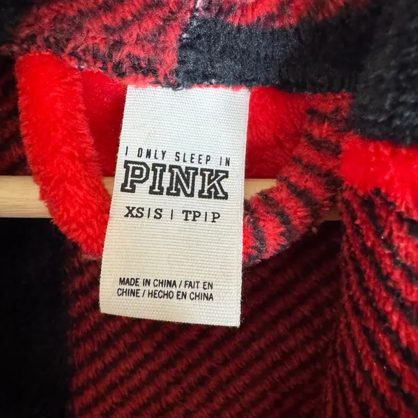 PINK Victoria's Secret Women's Buffalo Plaid Hooded Sequin plush Robe y2k XS/S - Image 4