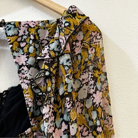 Free People Mabel Printed Blouse in Black Combo Size Small‎ Floral - Image 10