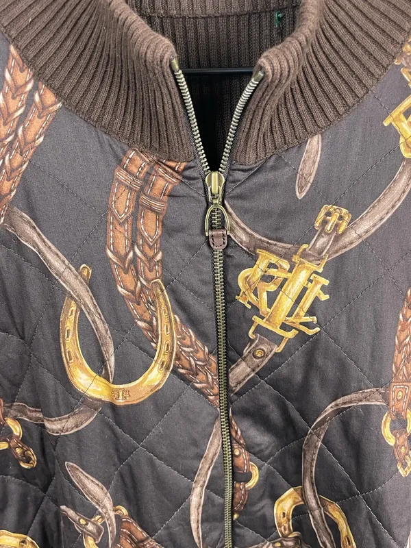 Lauren Ralph Lauren Equestrian Jacket Brown Ribbed Knit Quilted Size XL/XXL - Image 4