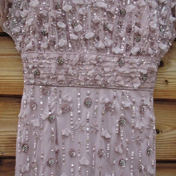 MAC DUGGAL 94117 Pink Cap Sleeve Column Midi Dress With Floral Beading - Image 10