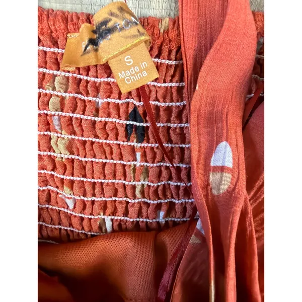 Anthro Flying Tomato Sidewalk Cafe Terracotta Woven Maxi Dress Halter Cutout S‎ - Image 3