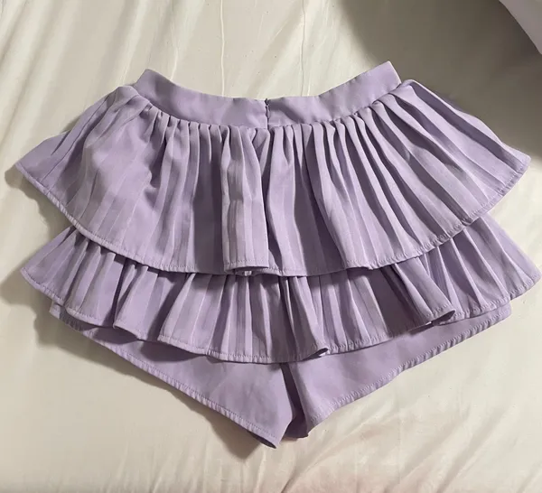 Purple Pleated Layered Skirt Size M - Image 5