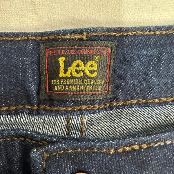 Lee Womens Straight Mid Rise Jeans Size 18 Long Dark Blue Cotton Blend Denim - Image 5