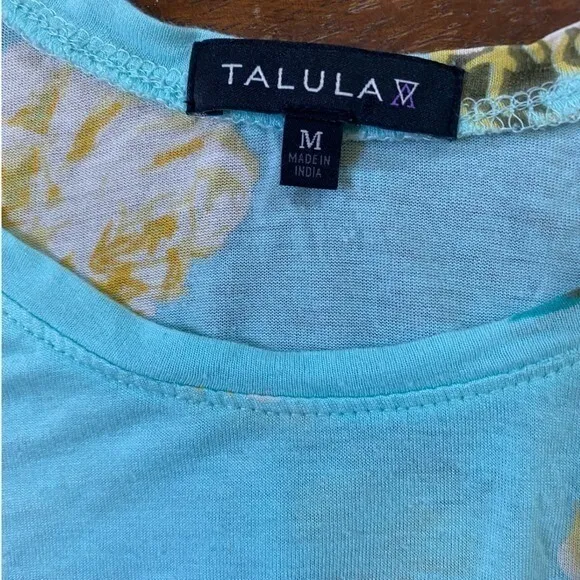 Artizia Talula Pale Turquoise Yellow‎ Rose Print Soft Tank Top - M EUC - Image 5