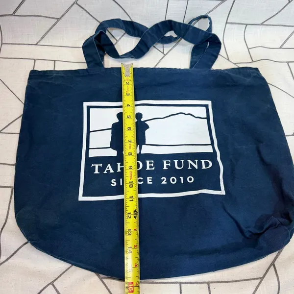 Tahoe Fund Tote‎ Bag Large Blue Canvas Lake Tahoe The Inn at Boatworks Zippered - Image 3